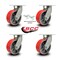 Service Caster 8'' Heavy Duty Red Poly on Cast Iron Swivel Caster Set with 2 Swivel Locks, 4PK CRAN-SCC-KP92S830-PUR-RS-BSL-2-S-2 - alternate 4